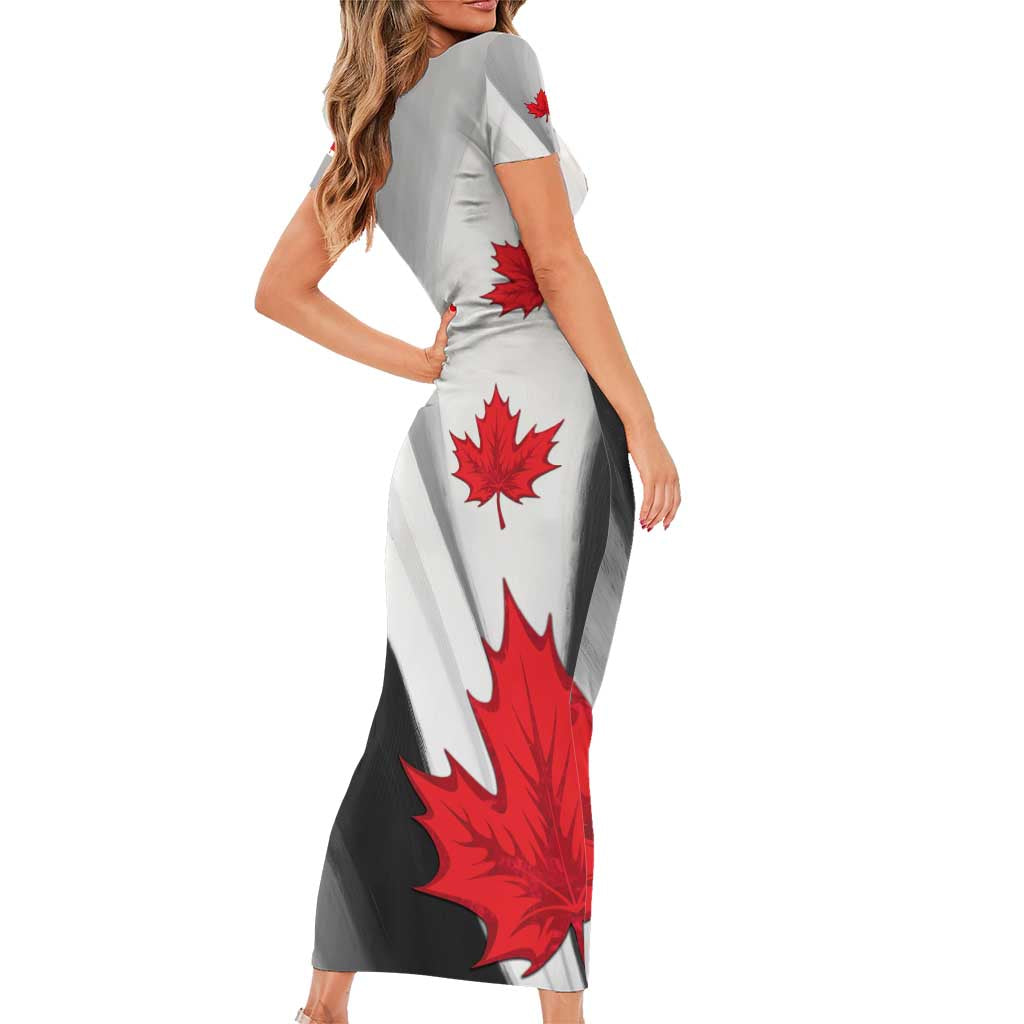 Canada Maple Leaf Family Matching Short Sleeve Bodycon Dress and Hawaiian Shirt Unique Style