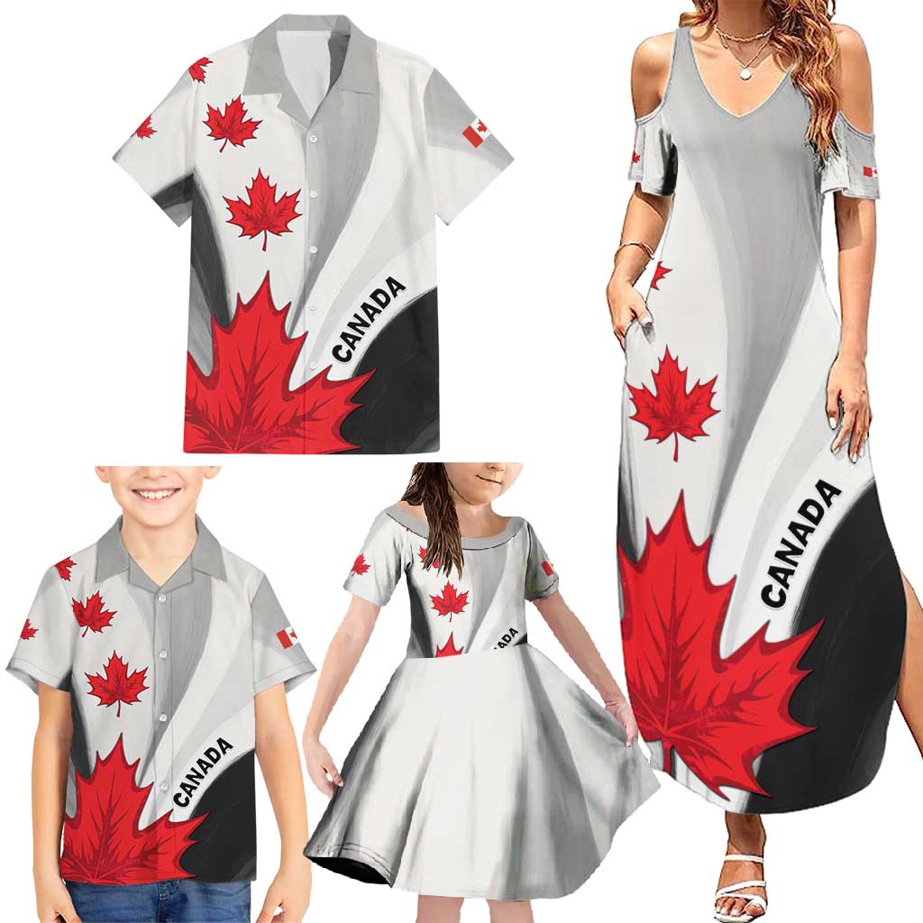 Canada Maple Leaf Family Matching Summer Maxi Dress and Hawaiian Shirt Unique Style