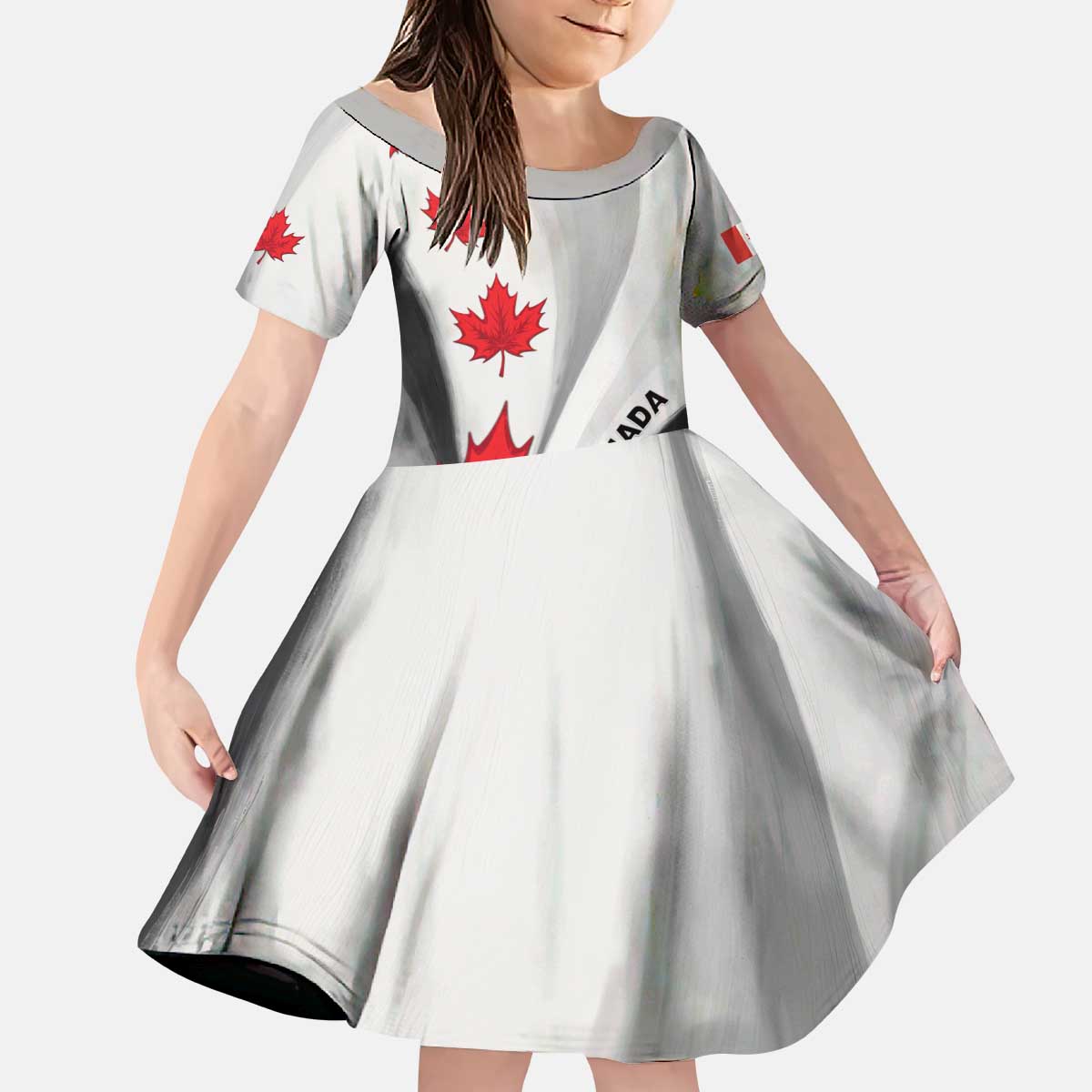 Canada Maple Leaf Kid Short Sleeve Dress Unique Style