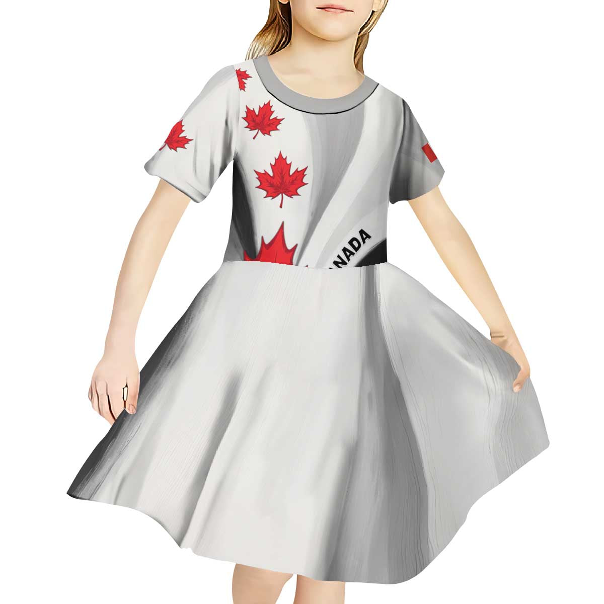 Canada Maple Leaf Kid Short Sleeve Dress Unique Style