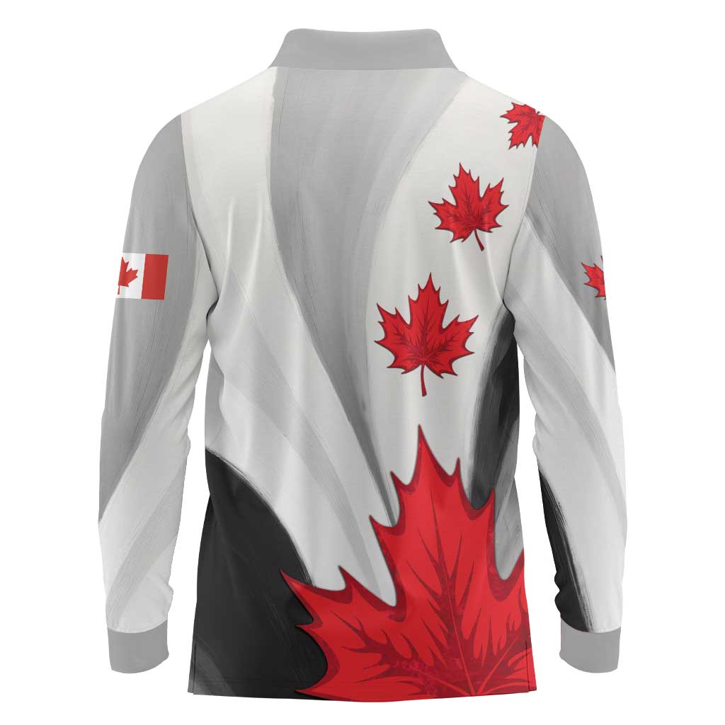 Canada Maple Leaf Long Sleeve Polo Shirt Unique Style