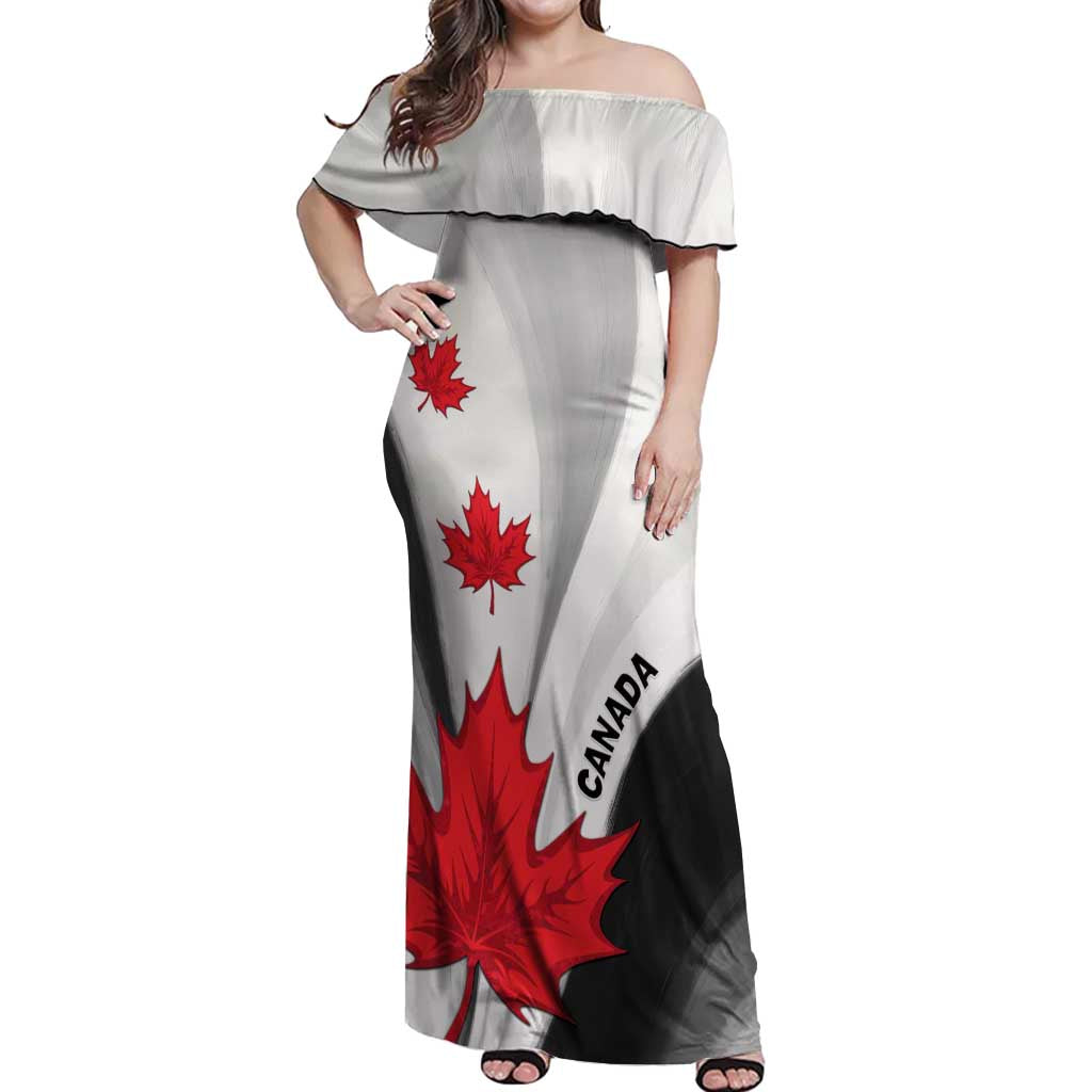 Canada Maple Leaf Off Shoulder Maxi Dress Unique Style