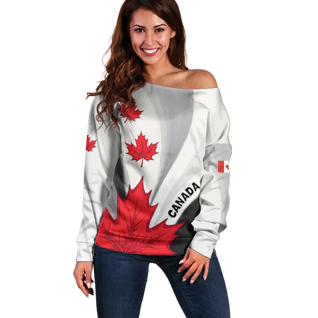 Canada Maple Leaf Off Shoulder Sweater Unique Style