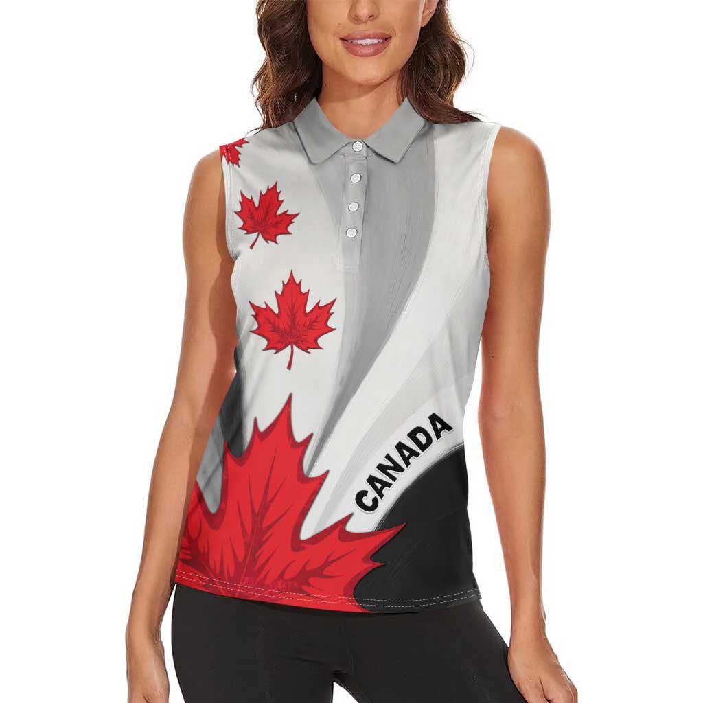 Canada Maple Leaf Women Sleeveless Polo Shirt Unique Style