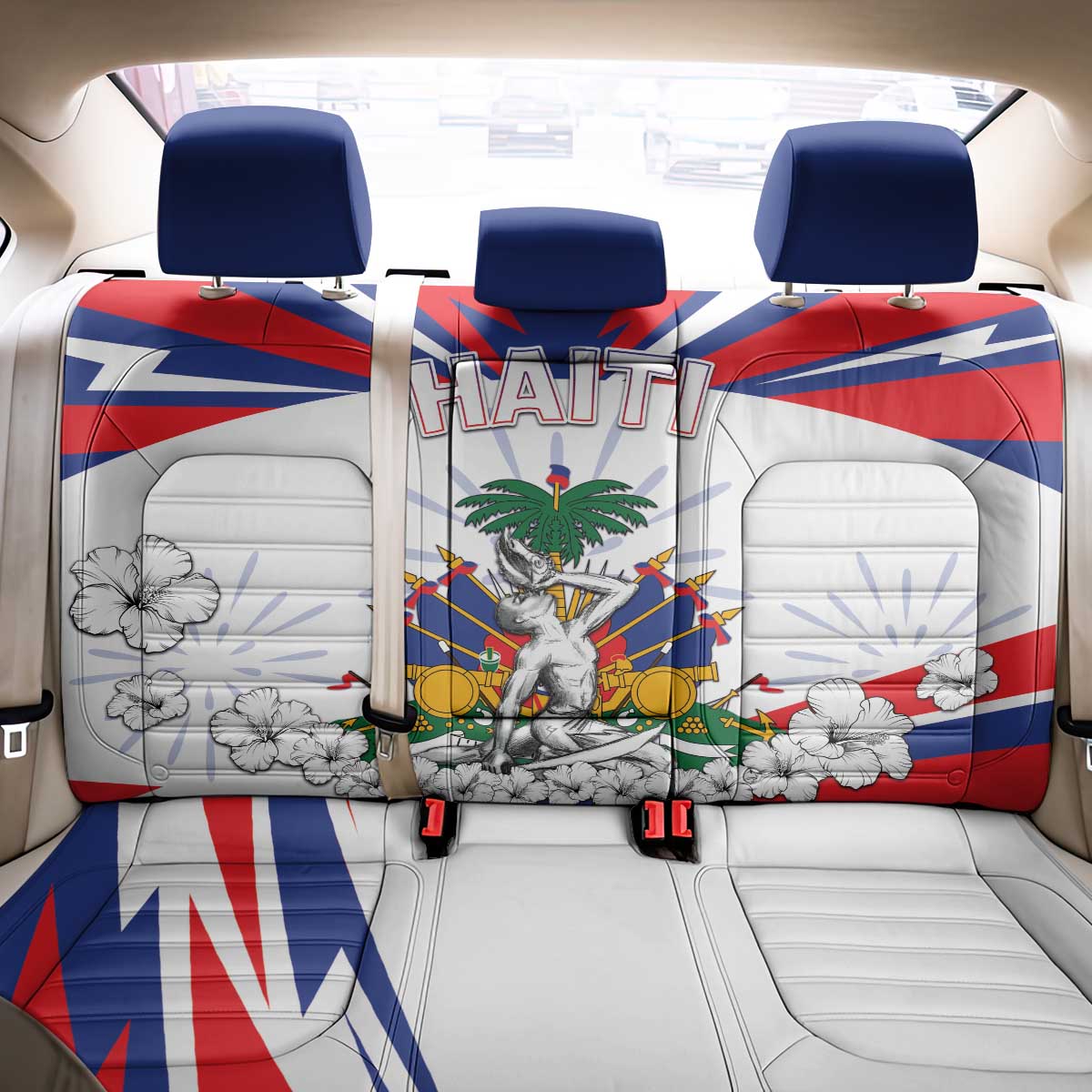 Haiti Heritage Month Back Car Seat Cover Negre Marron With Hibiscus