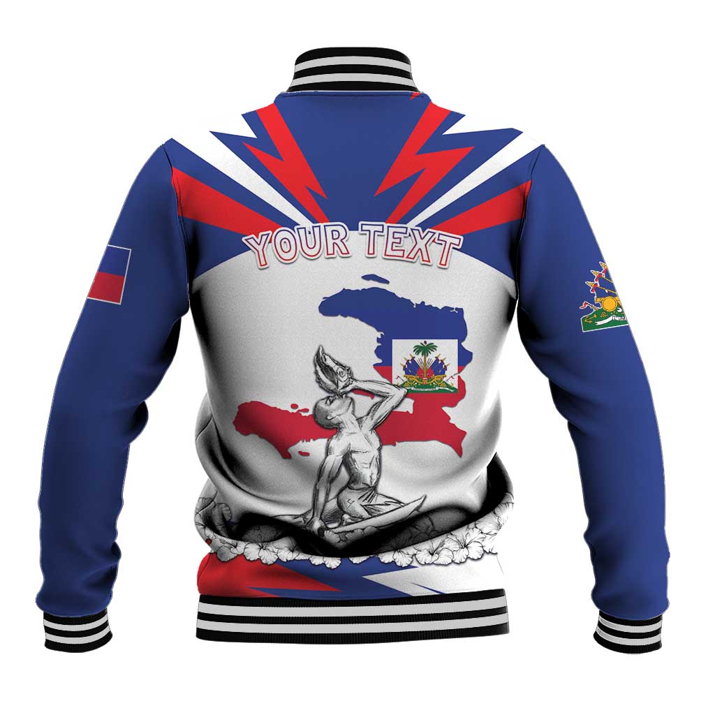Personalized Haiti Heritage Month Baseball Jacket Negre Marron With Hibiscus