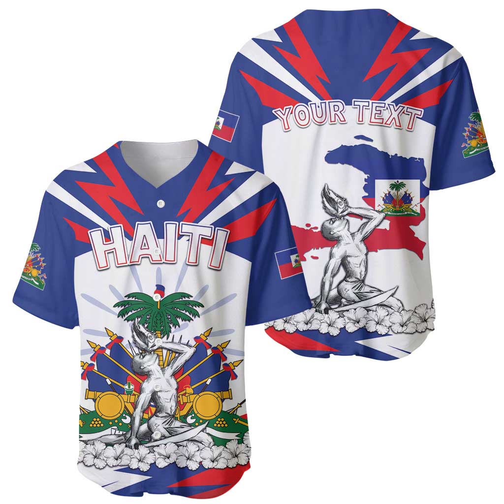 Personalized Haiti Heritage Month Baseball Jersey Negre Marron With Hibiscus