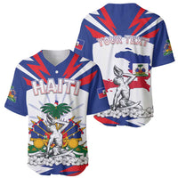 Personalized Haiti Heritage Month Baseball Jersey Negre Marron With Hibiscus