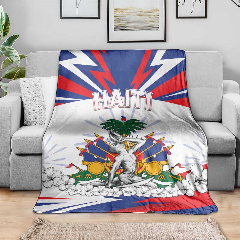 Haiti Heritage Month Blanket Negre Marron With Hibiscus