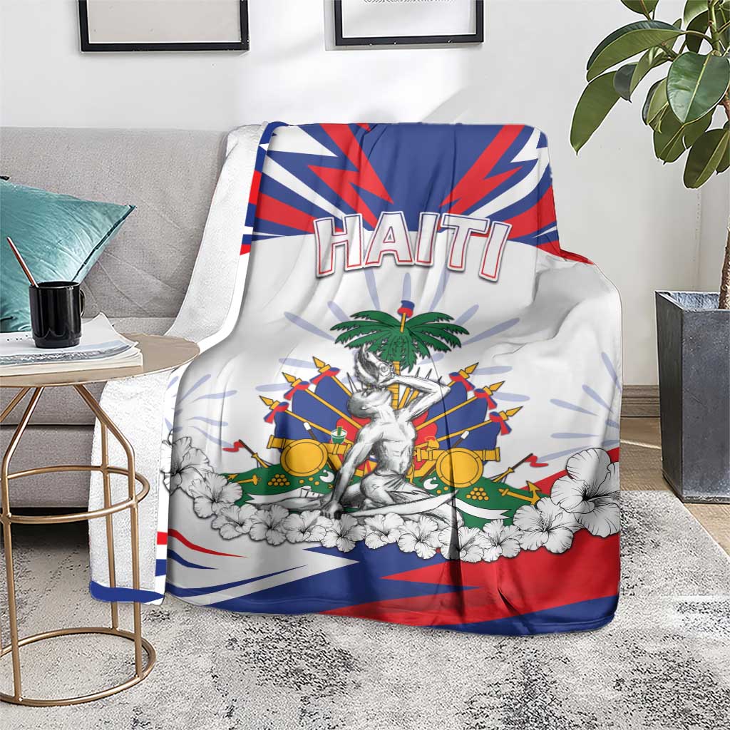 Haiti Heritage Month Blanket Negre Marron With Hibiscus