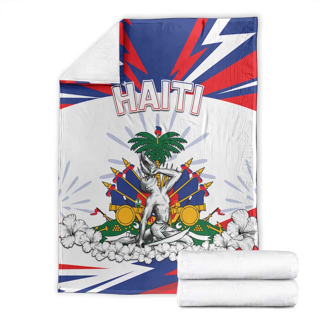 Haiti Heritage Month Blanket Negre Marron With Hibiscus