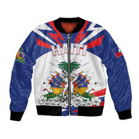 Personalized Haiti Heritage Month Bomber Jacket Negre Marron With Hibiscus