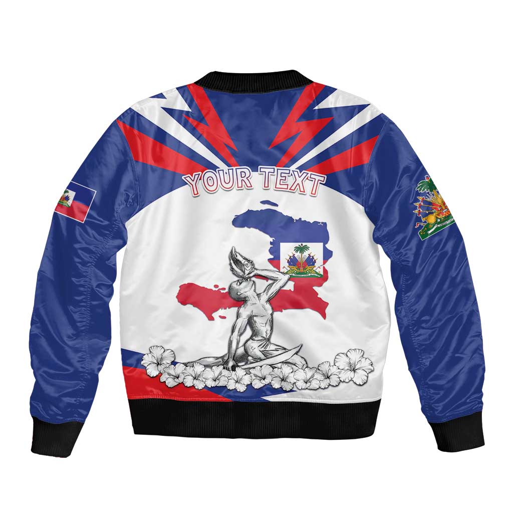 Personalized Haiti Heritage Month Bomber Jacket Negre Marron With Hibiscus