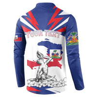 Personalized Haiti Heritage Month Button Sweatshirt Negre Marron With Hibiscus