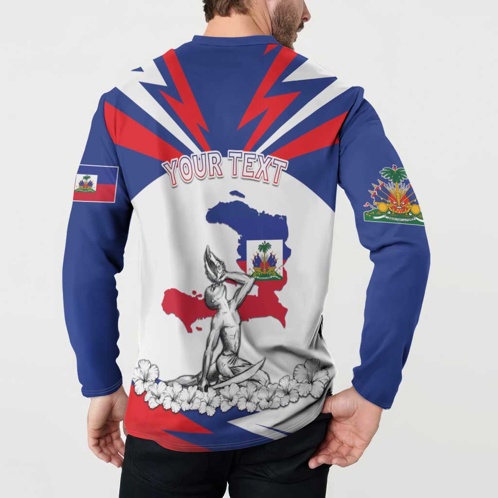 Personalized Haiti Heritage Month Button Sweatshirt Negre Marron With Hibiscus