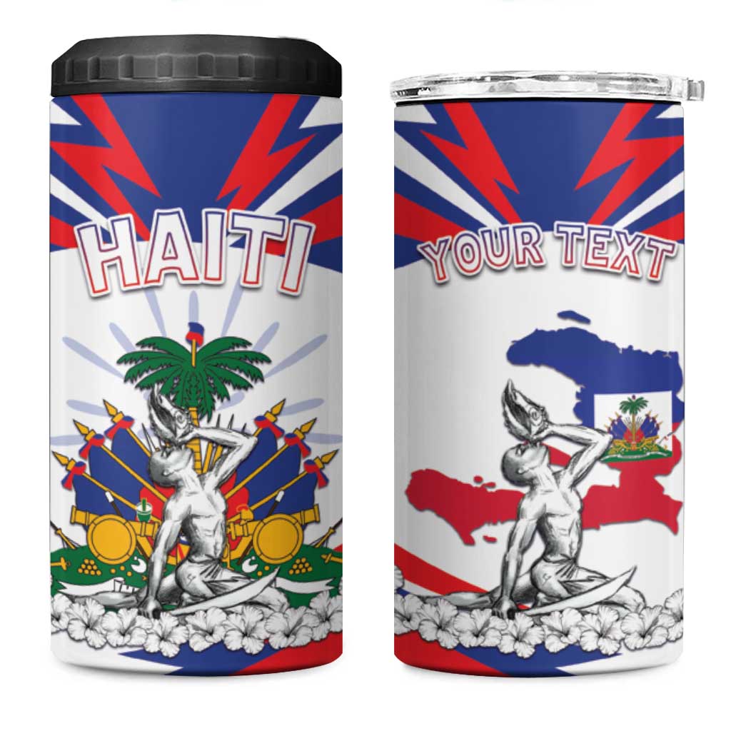 Personalized Haiti Heritage Month 4 in 1 Can Cooler Tumbler Negre Marron With Hibiscus