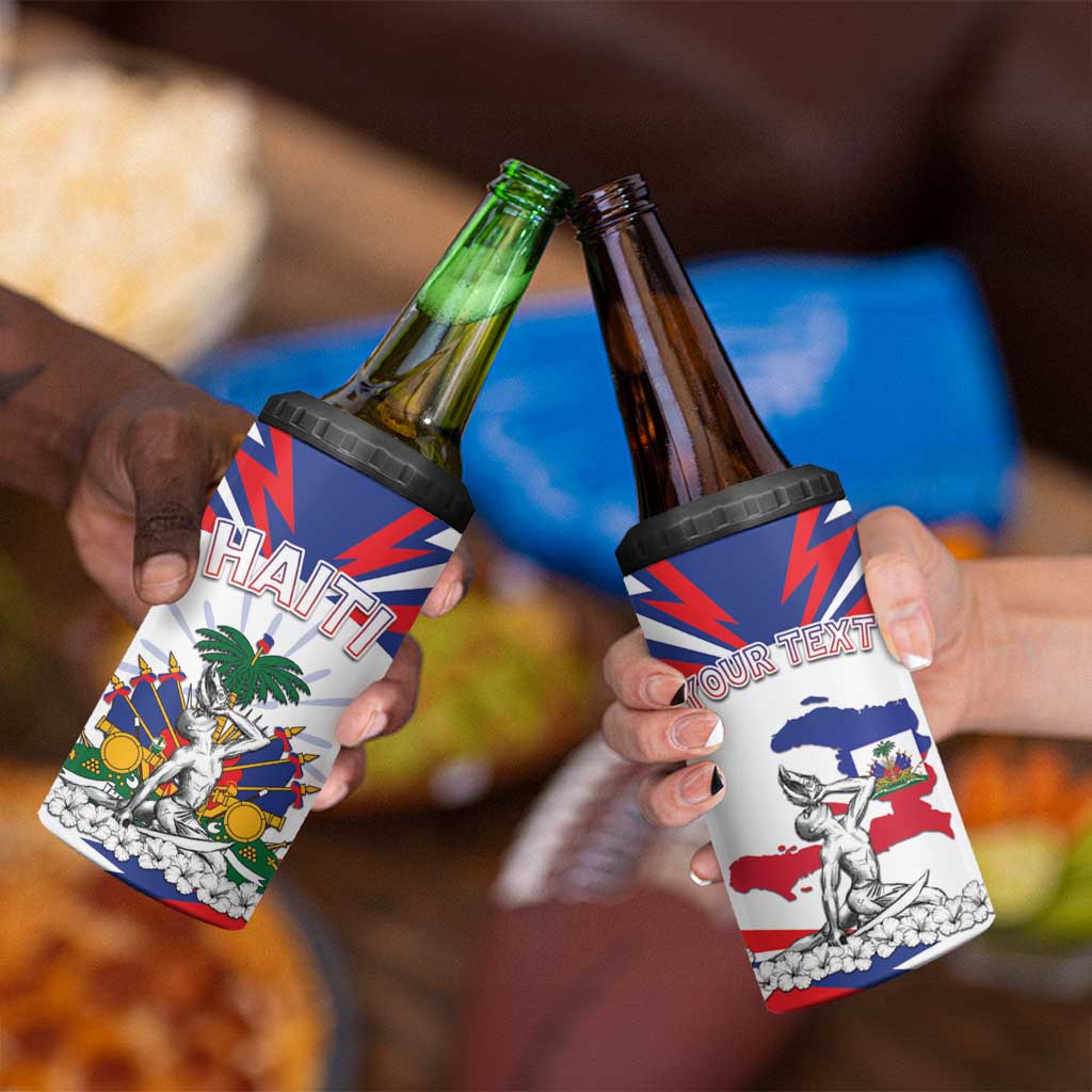 Personalized Haiti Heritage Month 4 in 1 Can Cooler Tumbler Negre Marron With Hibiscus