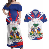 Personalized Haiti Heritage Month Couples Matching Off Shoulder Maxi Dress and Hawaiian Shirt Negre Marron With Hibiscus