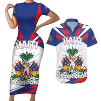 Personalized Haiti Heritage Month Couples Matching Short Sleeve Bodycon Dress and Hawaiian Shirt Negre Marron With Hibiscus