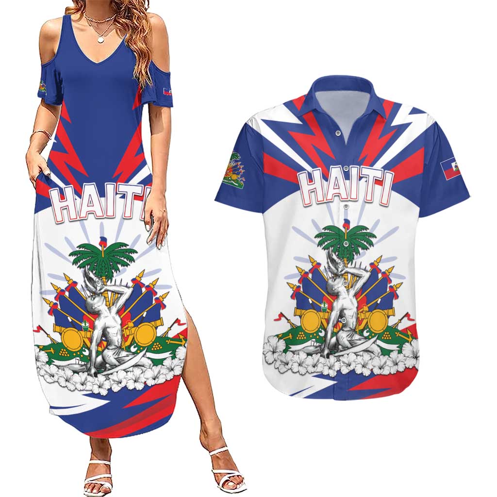 Personalized Haiti Heritage Month Couples Matching Summer Maxi Dress and Hawaiian Shirt Negre Marron With Hibiscus