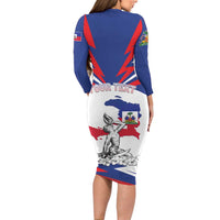 Personalized Haiti Heritage Month Family Matching Long Sleeve Bodycon Dress and Hawaiian Shirt Negre Marron With Hibiscus