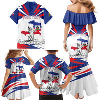 Personalized Haiti Heritage Month Family Matching Mermaid Dress and Hawaiian Shirt Negre Marron With Hibiscus