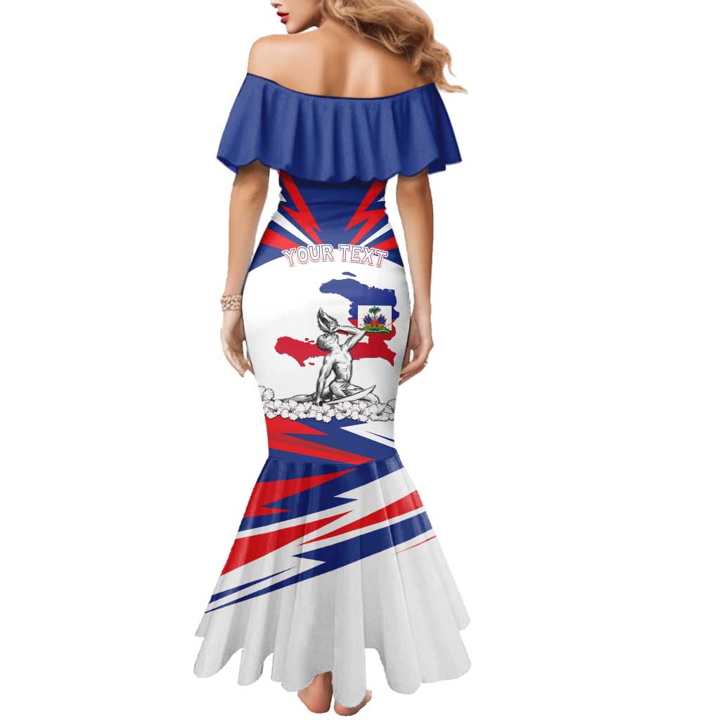 Personalized Haiti Heritage Month Family Matching Mermaid Dress and Hawaiian Shirt Negre Marron With Hibiscus