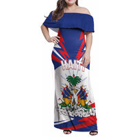 Personalized Haiti Heritage Month Family Matching Off Shoulder Maxi Dress and Hawaiian Shirt Negre Marron With Hibiscus