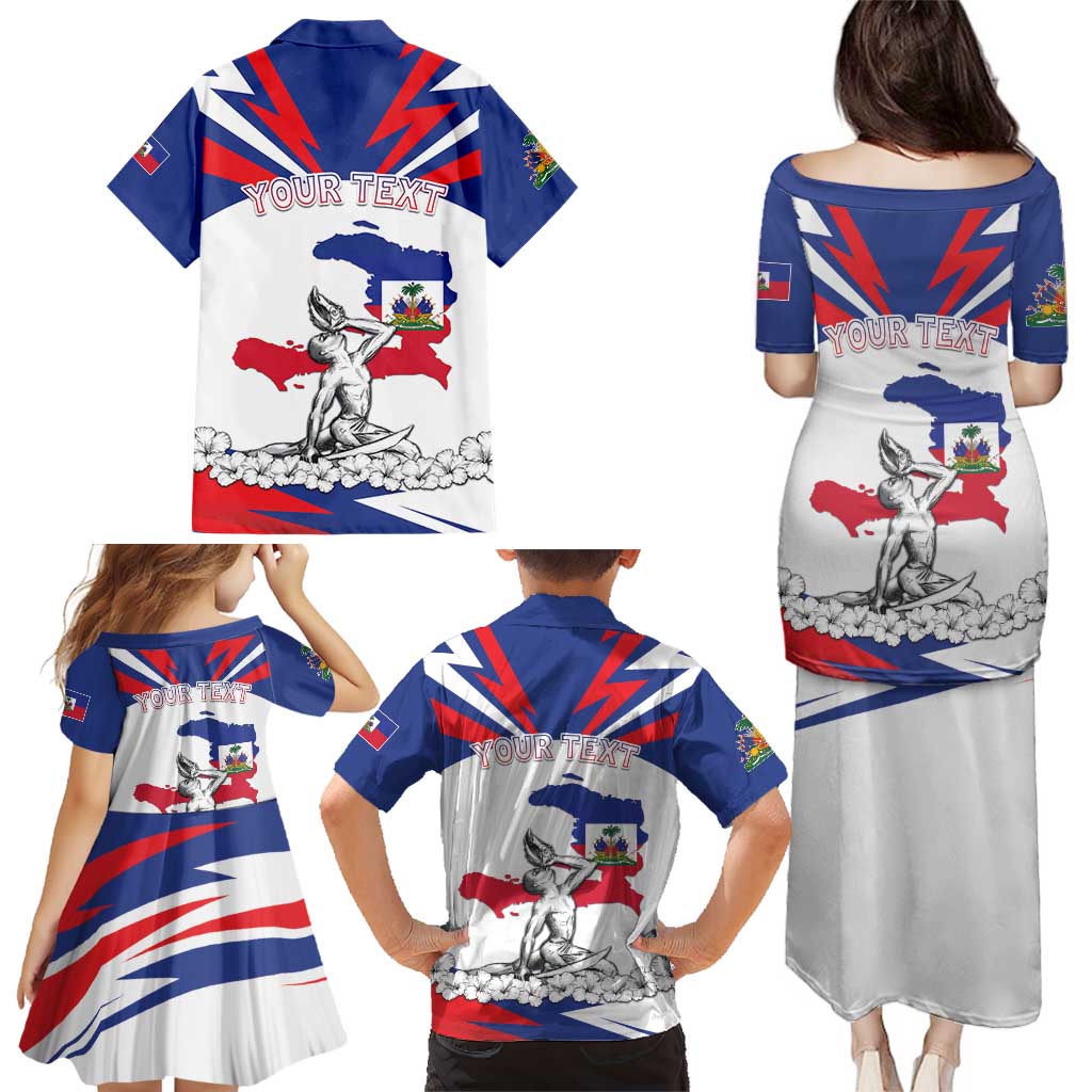 Personalized Haiti Heritage Month Family Matching Puletasi and Hawaiian Shirt Negre Marron With Hibiscus