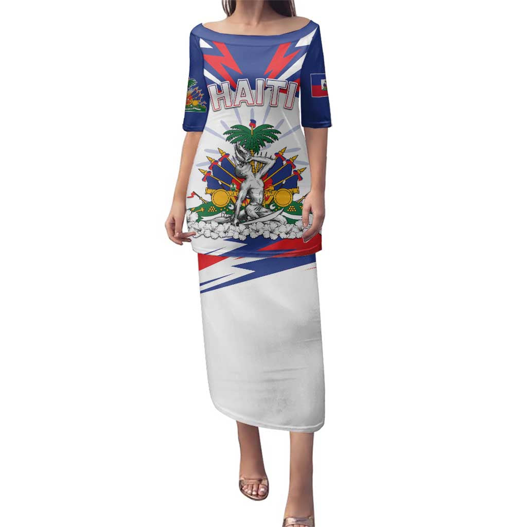 Personalized Haiti Heritage Month Family Matching Puletasi and Hawaiian Shirt Negre Marron With Hibiscus