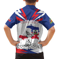 Personalized Haiti Heritage Month Family Matching Short Sleeve Bodycon Dress and Hawaiian Shirt Negre Marron With Hibiscus