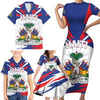 Personalized Haiti Heritage Month Family Matching Short Sleeve Bodycon Dress and Hawaiian Shirt Negre Marron With Hibiscus