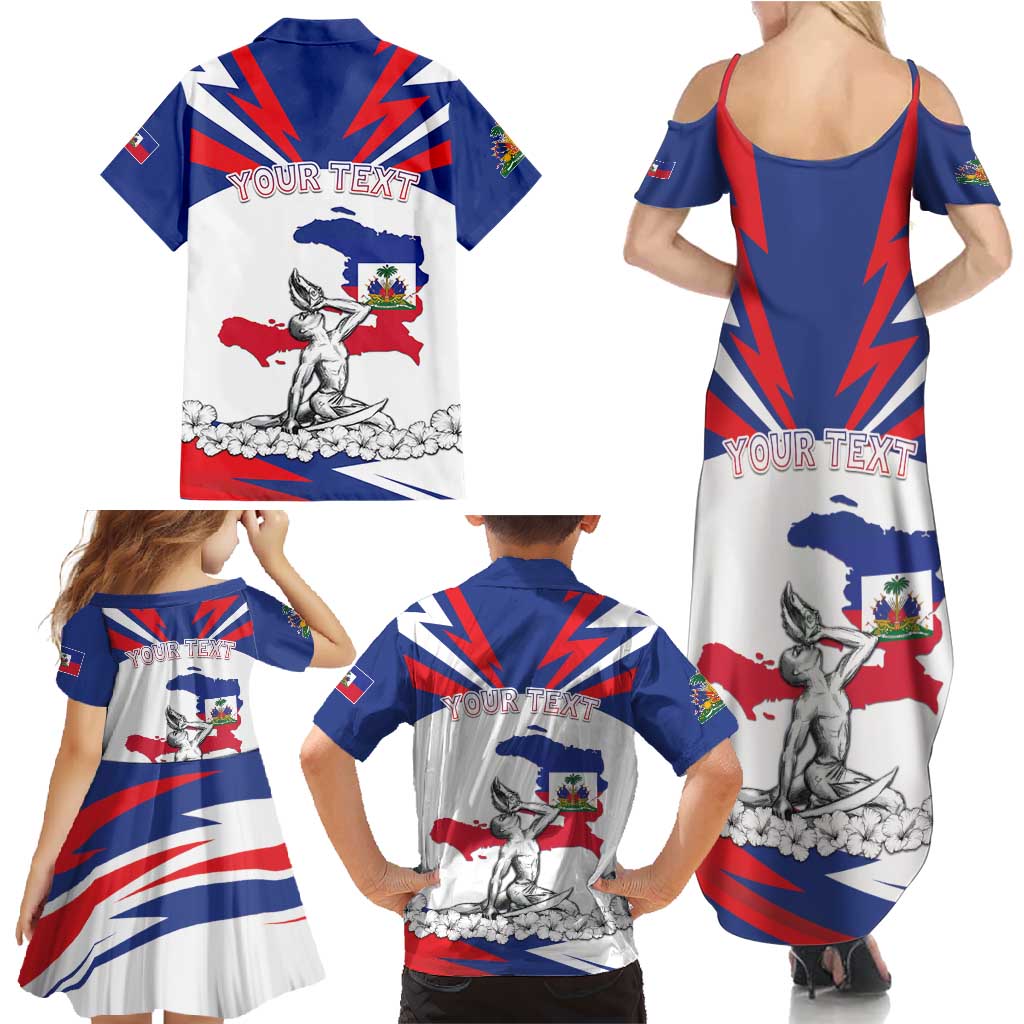 Personalized Haiti Heritage Month Family Matching Summer Maxi Dress and Hawaiian Shirt Negre Marron With Hibiscus
