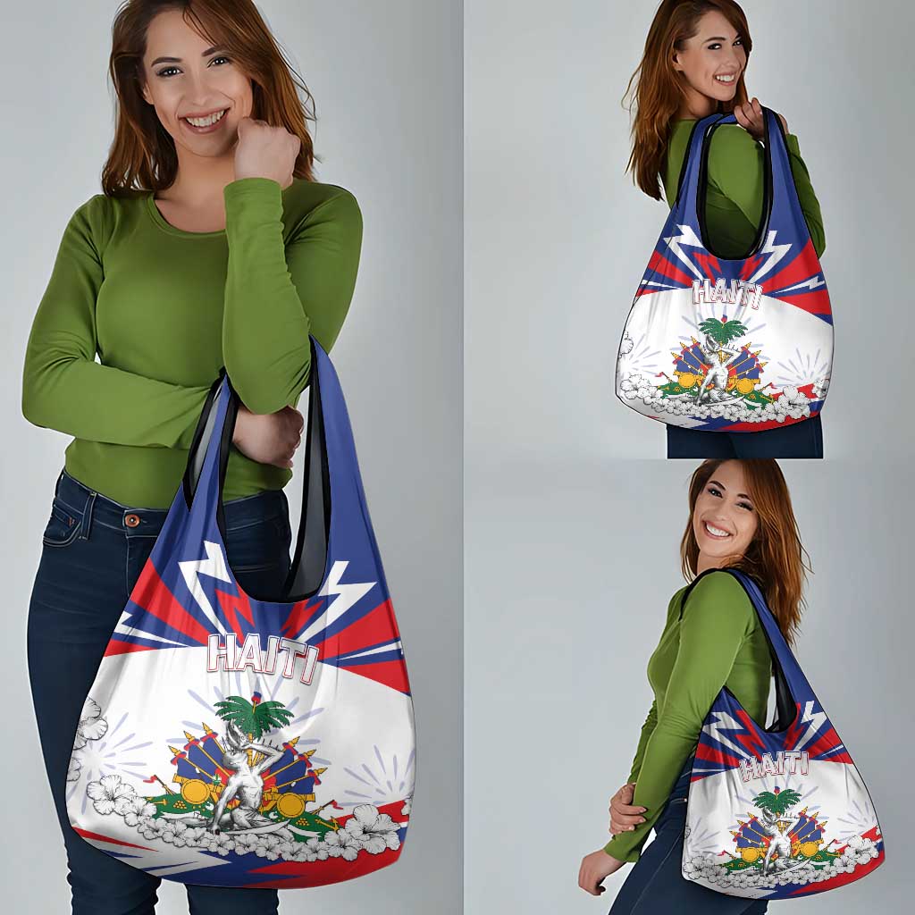 Haiti Heritage Month Grocery Bag Negre Marron With Hibiscus