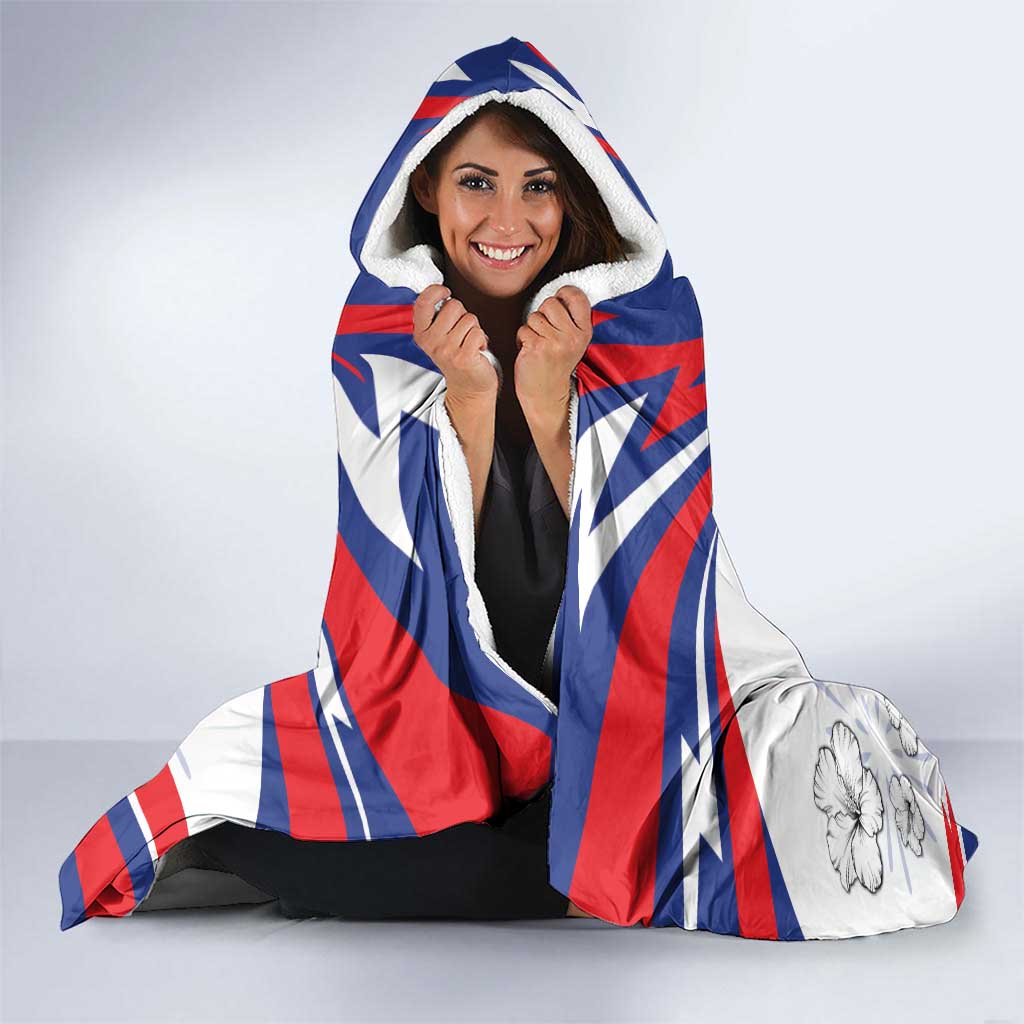 Haiti Heritage Month Hooded Blanket Negre Marron With Hibiscus