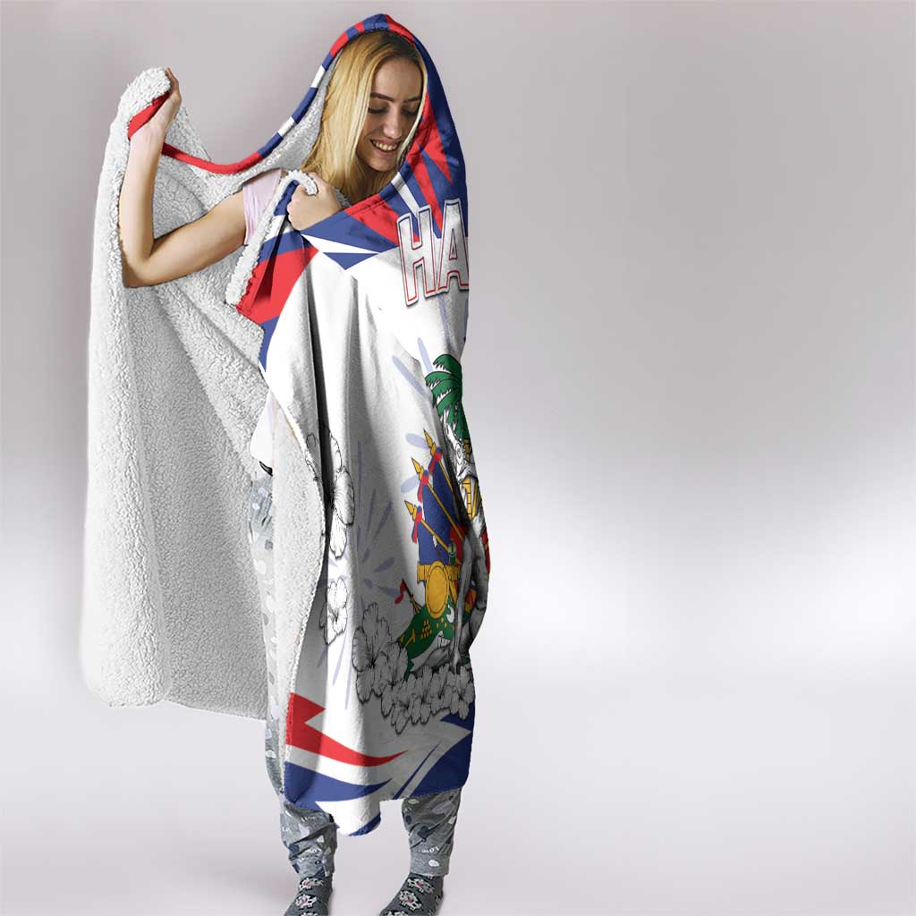 Haiti Heritage Month Hooded Blanket Negre Marron With Hibiscus
