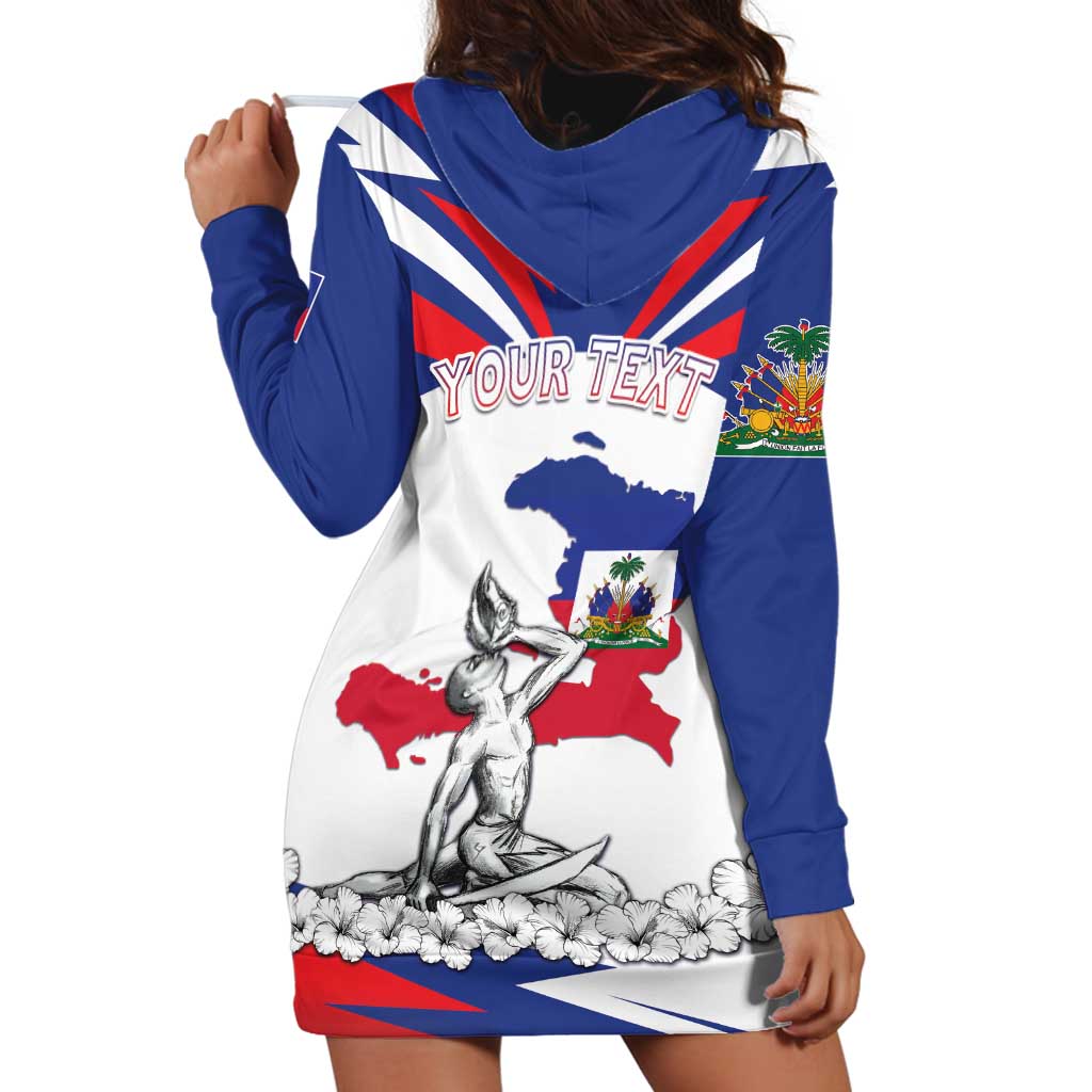 Personalized Haiti Heritage Month Hoodie Dress Negre Marron With Hibiscus