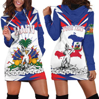 Personalized Haiti Heritage Month Hoodie Dress Negre Marron With Hibiscus