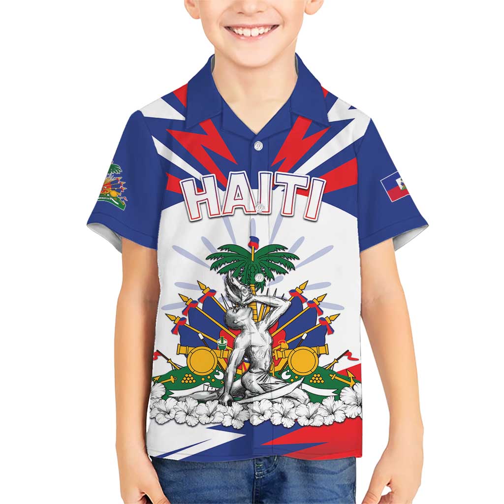 Personalized Haiti Heritage Month Kid Hawaiian Shirt Negre Marron With Hibiscus