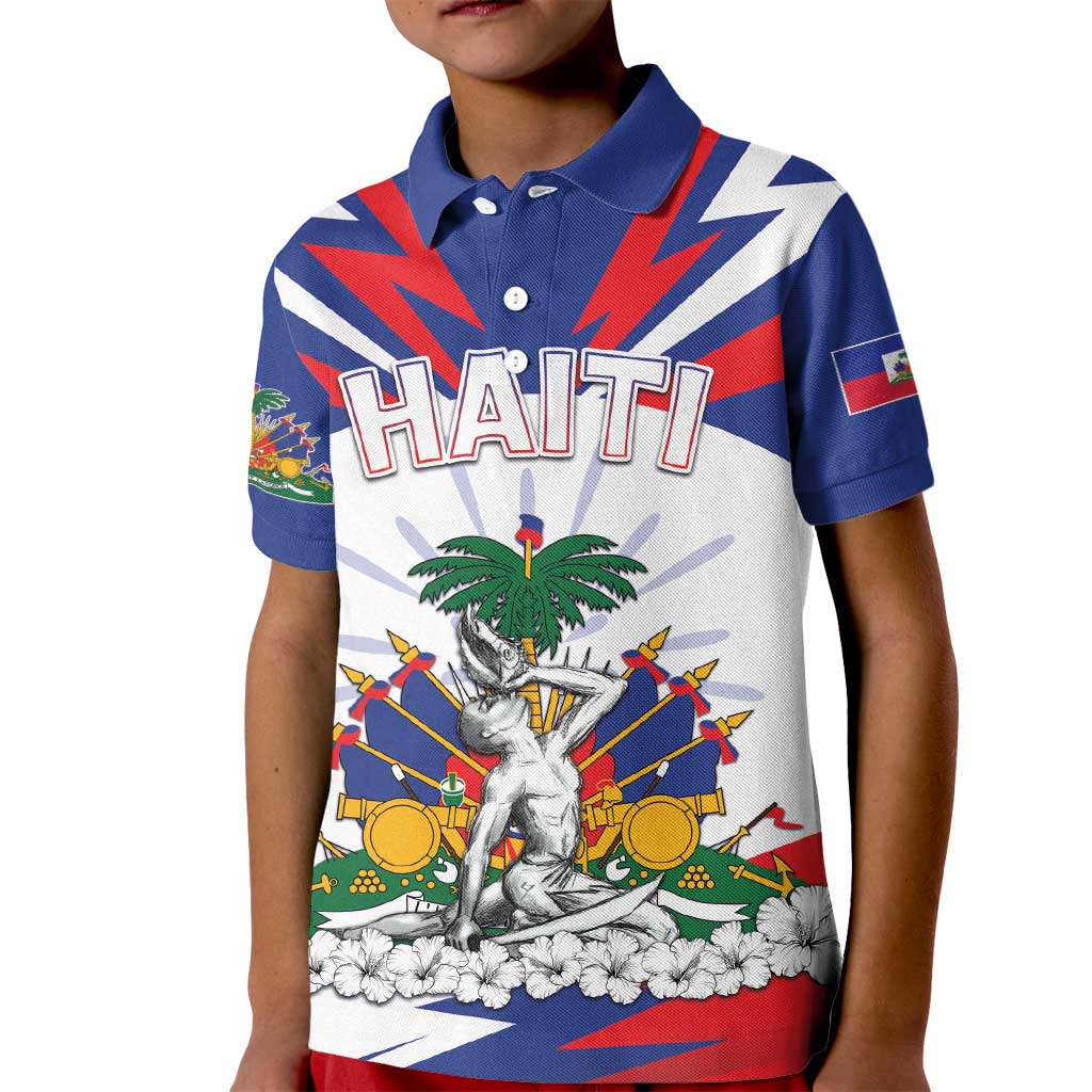 Personalized Haiti Heritage Month Kid Polo Shirt Negre Marron With Hibiscus