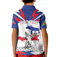 Personalized Haiti Heritage Month Kid Polo Shirt Negre Marron With Hibiscus