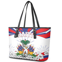 Haiti Heritage Month Leather Tote Bag Negre Marron With Hibiscus