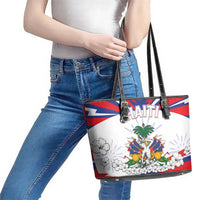 Haiti Heritage Month Leather Tote Bag Negre Marron With Hibiscus