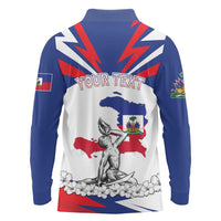 Personalized Haiti Heritage Month Long Sleeve Polo Shirt Negre Marron With Hibiscus