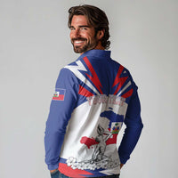 Personalized Haiti Heritage Month Long Sleeve Polo Shirt Negre Marron With Hibiscus