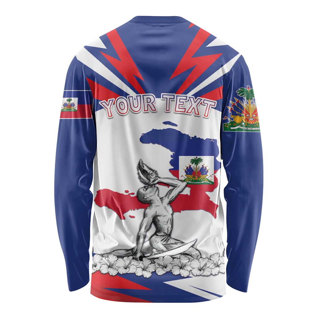 Personalized Haiti Heritage Month Long Sleeve Shirt Negre Marron With Hibiscus