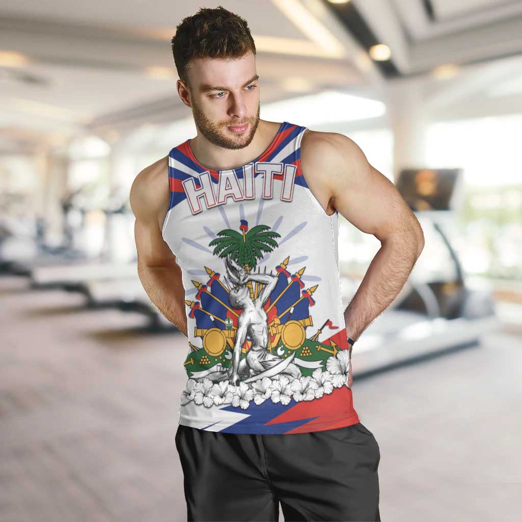 Personalized Haiti Heritage Month Men Tank Top Negre Marron With Hibiscus