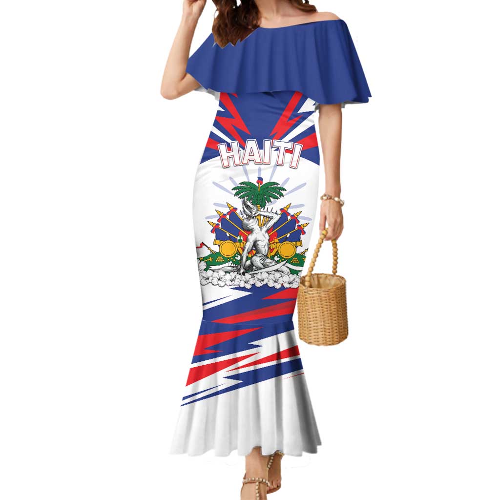 Personalized Haiti Heritage Month Mermaid Dress Negre Marron With Hibiscus