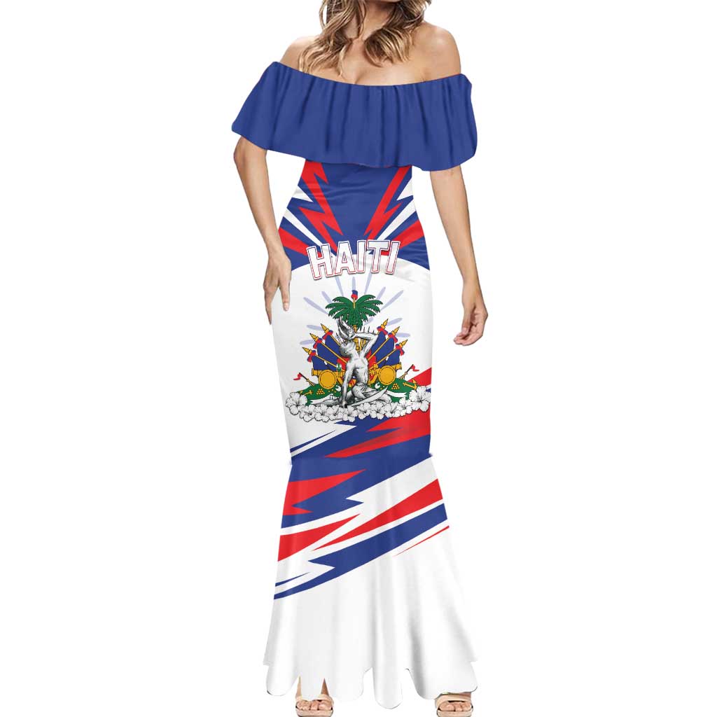 Personalized Haiti Heritage Month Mermaid Dress Negre Marron With Hibiscus