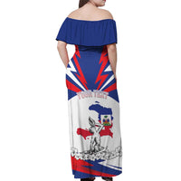 Personalized Haiti Heritage Month Off Shoulder Maxi Dress Negre Marron With Hibiscus